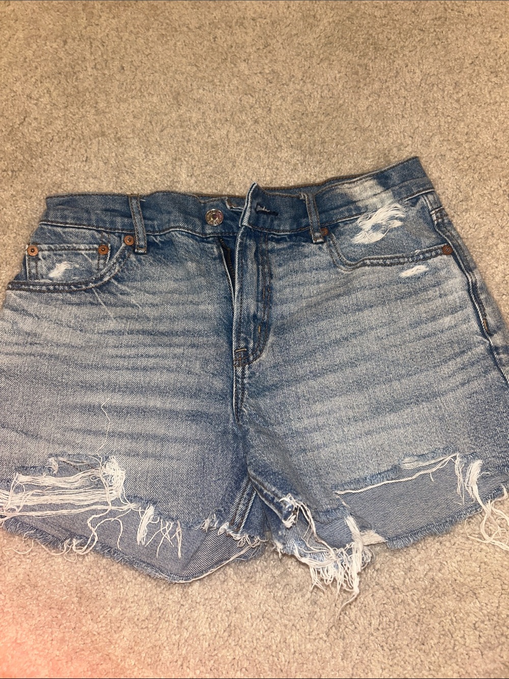 American Eagle Outfitters Light Blue Distressed Denim Shorts